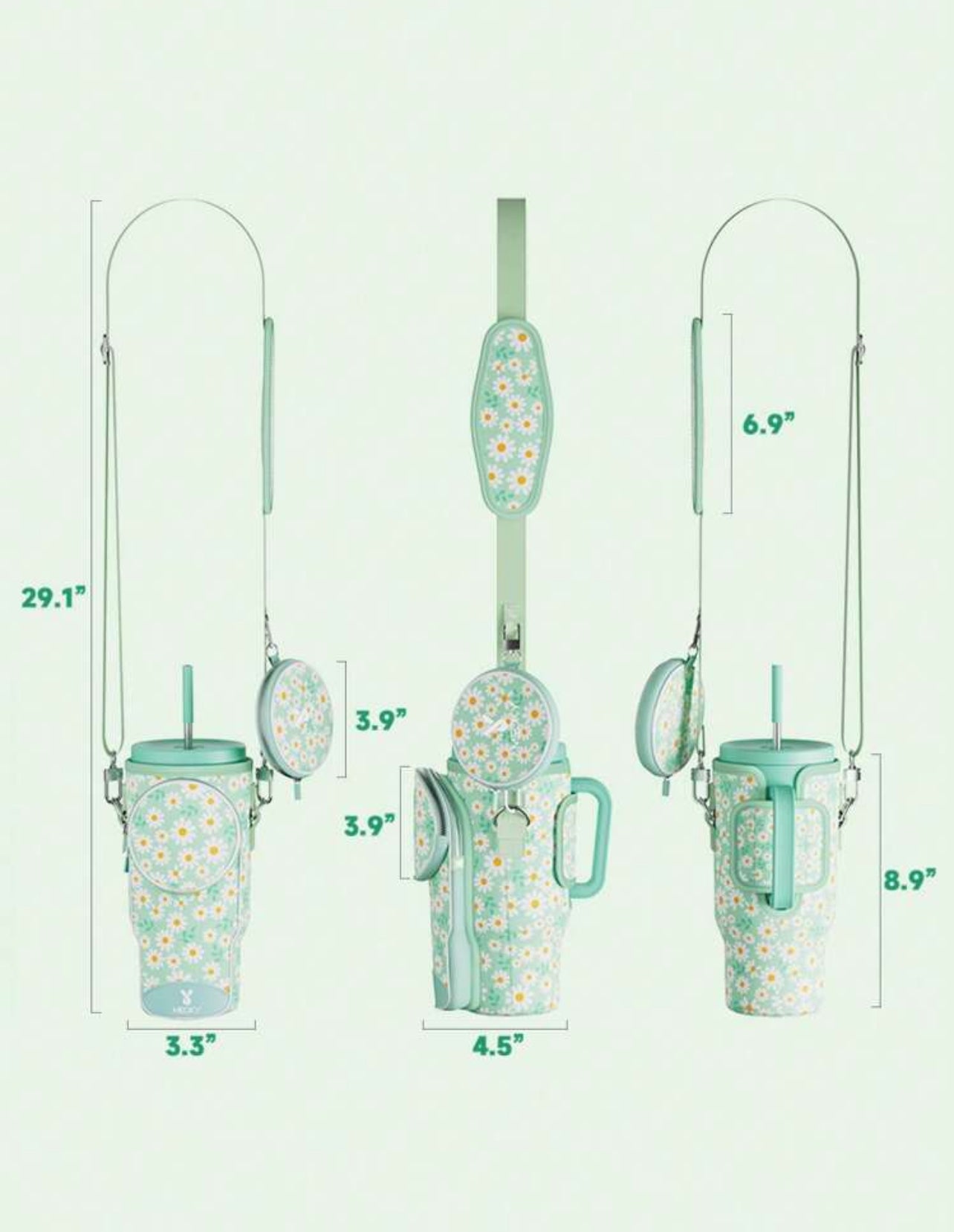 Τσάντα μεταφοράς Tumbler Green Daisy