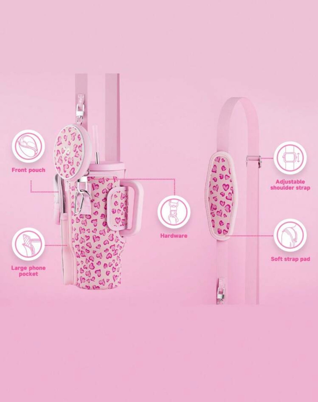 Τσάντα μεταφοράς Tumbler Pink Love
